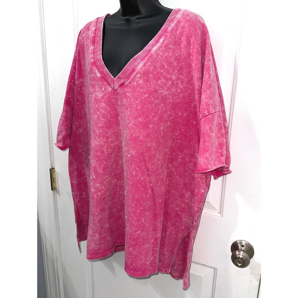 Jess Lea Pink Acid Wash Oversized Tee - Picture 4 of 7